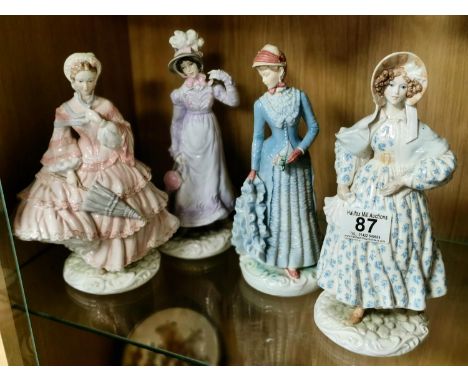 Quartet of Exc Condition Royal Worcester Victoria &amp; Albert Museum 19th Century Dress Figurines