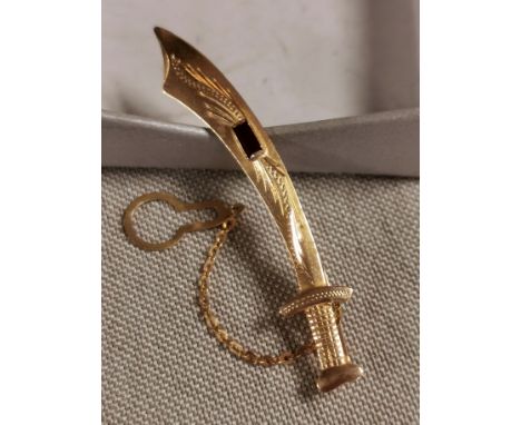 18ct Gold &amp; Ruby Dagger Tie Pin Brooch