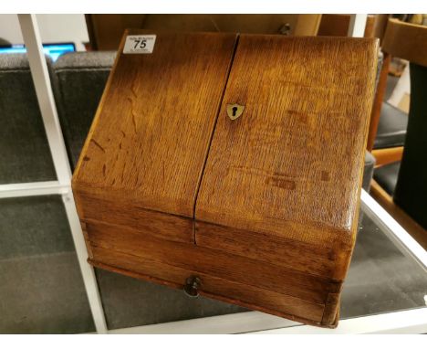 Vintage Single Drawer Oak Correspondence Box/Desk Tidy - 29w x 16d x 25cm high