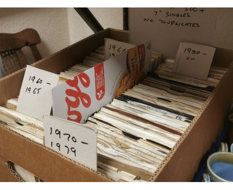 Large Box of Various Vintage 7" Vinyl Single Records