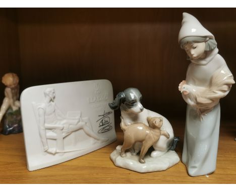 Trio of Lladro/Nao Figures inc Cat &amp; Dog