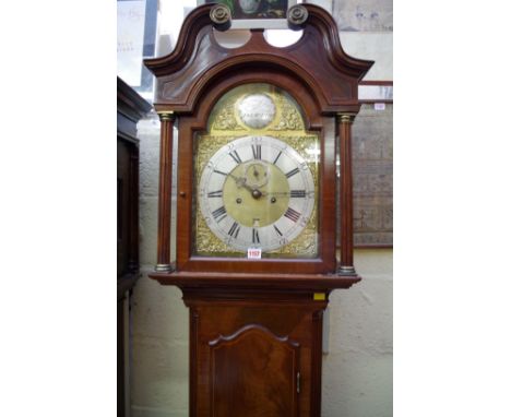 An antique mahogany and line inlaid eight day longcase clock,&nbsp;the 11in square brass dial&nbsp;inscribed 'Henry Pye, Falm