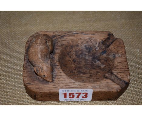 A Robert 'Mouseman' Thompson oak ashtray,&nbsp;10.5cm wide. 
