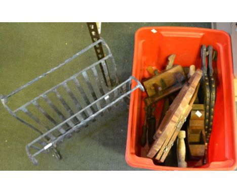 Selection of vintage tools various and a folding log cradle