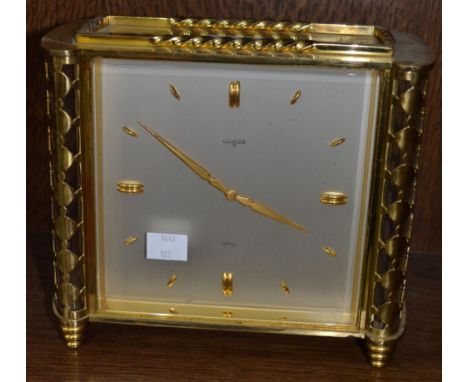 A Luxor 8 by Asprey of London, Swiss made brass mantel clock