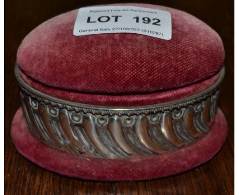 Silver banded pin cushion / trinket box&nbsp;
