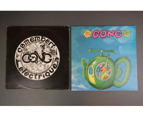 Vinyl - Two Gong LPs to include The Flying Teapot on Virgin V2002 black and white label design and Camembert Electrique on Vi