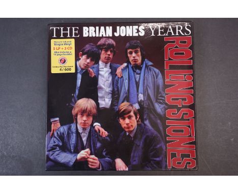 Vinyl - ltd edn The Rolling Stones The Brian Jones Years 5 LP / 3 CD Box Set RTR019, heavy coloured vinyl, 4/600, ex 