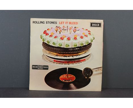 Vinyl - Rolling Stones - Let It Bleed. Original UK 1969 Mono 1st Pressing, unboxed Decca with red inner, sticker and poster, 