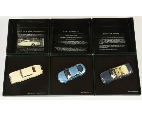 Minichamps a group of 1/43rd Bentley R-Type Continental &amp; Continental GT 1:43 - Mint in Mint boxes. (3)