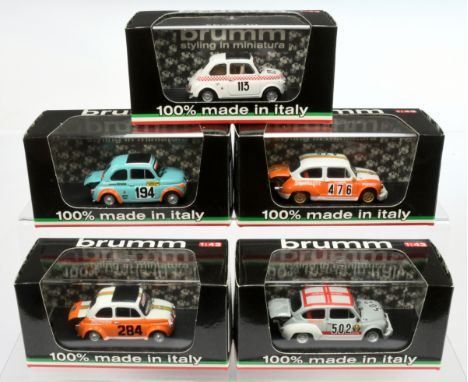 Brumm (Italy) a boxed group to include Fiat Abarth 1000TC Trento Bondone 1974 R499; Fiat 695SS Abarth R496 plus others simila