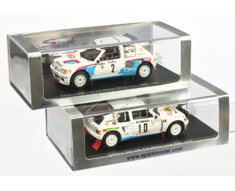 Pair of Spark model Rally cars - S1287 Peugeot 205 T16 Monte Carlo Rally 1986 plus other similar - Mint in Near to Mint boxes