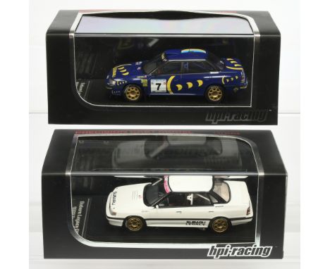 Pair of HPI Racing Subaru Legacy RS 1989 Test Car &amp; 1993 New Zealand #7, 1:43 scale - Mint in Mint boxes. (2)