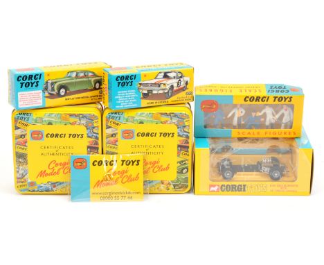 Corgi Toys group of Re-Issues to include scale figures, 2 x certificates of Authenticity corgi model club, 224 Bentley Contin