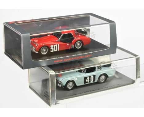 Pair of Triumph Spark Model Rally Cars - (1) TR4 Rally de Monte Carlo 1963, with racing number 40; (2) TR3 A Monte Carlo Rall