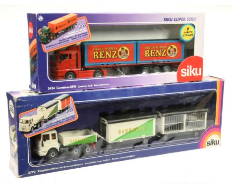 Siku group of commercial truck and trailers to include harder to find model 3424 Container-LKW "Circus Herman Renz" plus othe