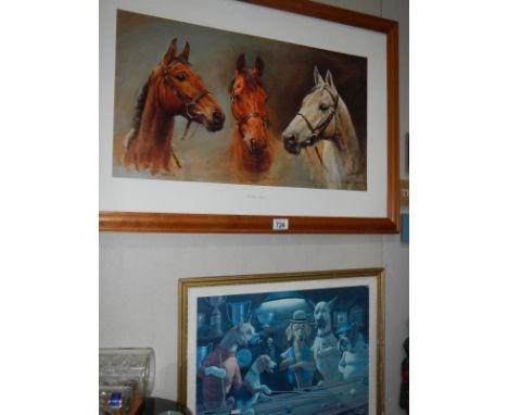 Susan L Crawford (20th century) horse print, We Three Kings, featuring Red Rum, Arkle, and Desert Orchid, and an Arthur Sarno