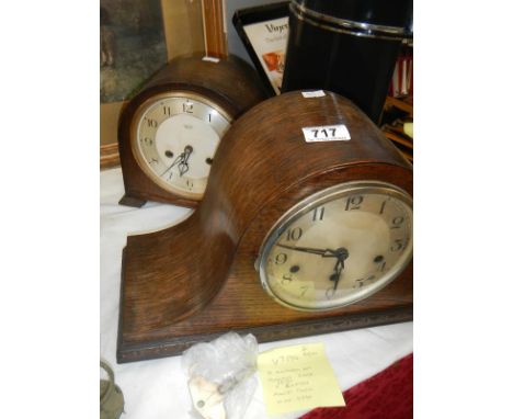 A Napoleon Hat mantel clock and a Smiths Enfield mantel clock (with keys)