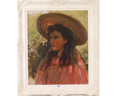 Portrait of a girl, unsigned oil on canvas, 54cm x 44cm