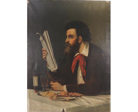 KLEIN (German, 19th century) Portrait of a gentleman at a table Indistinctly signed, oil on canvas, 101cm x 74cm