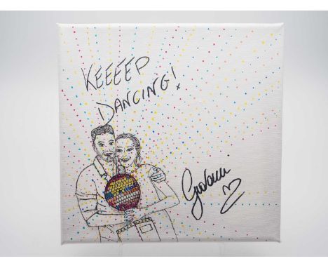 Giovanni Pernice signed canvas with artwork added by Steph Horan a Graphic Designer local to the Bournemouth area. The gorgeo