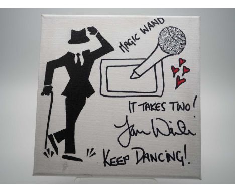 IAN WAITE signed canvas with artwork added by Neil Luckett and Ian Waite himself - 8" x 8" - PROVENANCE: Signature acquired b