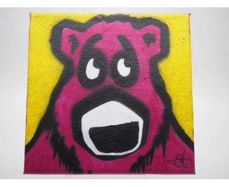 Sav Akyuz 'BEAR - BEAR MOVES' (I've got bear moves, bear-bear moves!) - acrylic on canvas - signed - 8" x 8" - PROVENANCE: Do