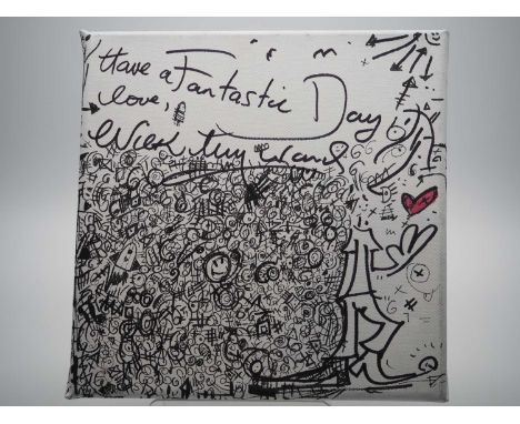 Nick Heyward  signed canvas with artwork added by Tiss - Lead singer from Haircut 100. Featuring the hit song 'Fantastic Day'