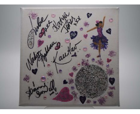 Strictly girls signed canvas with artwork added by Kim Spencer - A lovely piece of art created to celebrate Strictly Come Dan