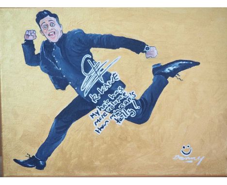 Russell Kane signed canvas with artwork added by Danny Byrne - Multi-award winning comedian, presenter, actor, author and scr