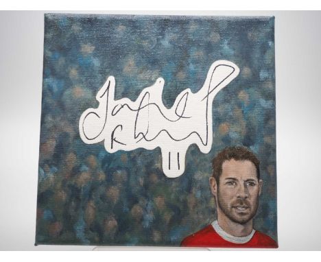 Jamie Redknapp signed canvas with artwork added by Kev Lawton - Ex-Professional Footballer and current Pundit and TV personal