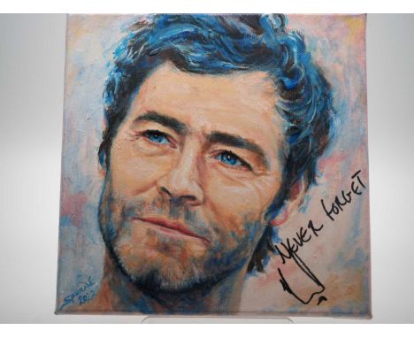 Howard Donald signed canvas with artwork added by Elizabeth Sporne - A beautiful portrait of Take That Member Howard Donald -