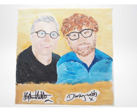 Gogglebox favourites Stephen Webb and Daniel Lustig signed canvas with artwork of the pair added by Rachel Easton - A Palliat