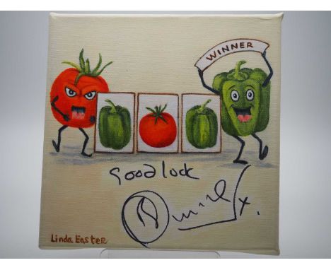 Brian Turner CBE signed canvas with artwork added by Linda Easter - TV Chef Brian Turner signed this lovely canvas for it to 