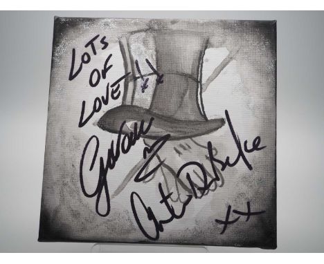 Anton &amp; Giovanni signed canvas with artwork added by Pete Thompson -  Strictly favourites Anton and Giovanni on their 'Hi