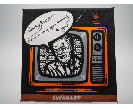 Alistair Stewart OBE signed canvas with artwork added by Miroslav Lucan - You don't get much bigger news readers than Alistai