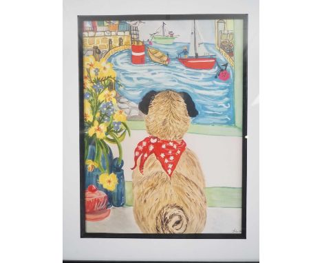 Lisa Cooper 'DOGGY IN THE WINDOW' - print - signed - 11.5" x 15.25" in 17" x 20.5" frame - PROVENANCE: Donated to and sold on