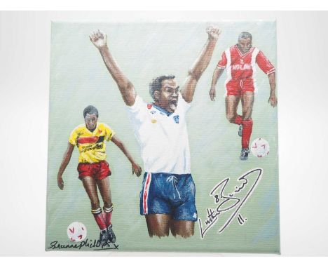 Luther Blissett OBE DL signed canvas with artwork added by Suzanne Phillips - An England international and local hero to AFC 