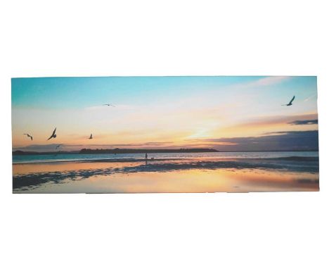 REFLECTIONS AT POOLE HARBOUR - Limited print from a photograph taken March 2022 by Mez Landis - on canvas - 40" x 15" - PROVE