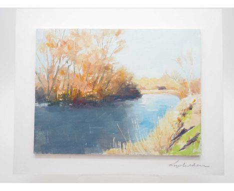 Roger Dell Seddon - 'EYE MEAD - RIVER ALLEN' - oil on wooden panel - signed - 8" x 6" mounted on a 10" x 8" wooden panel - PR