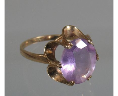 9ct gold and amethyst dress ring.  Ring size N.  Approx weight 3.2 grams.(B.P. 21% + VAT) 