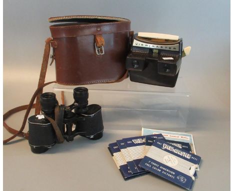 Pair of Newbold & Fulford Ltd, London? binoculars in leather case, together with a vintage Viewmaster one reel. (2)(B.P. 21% 