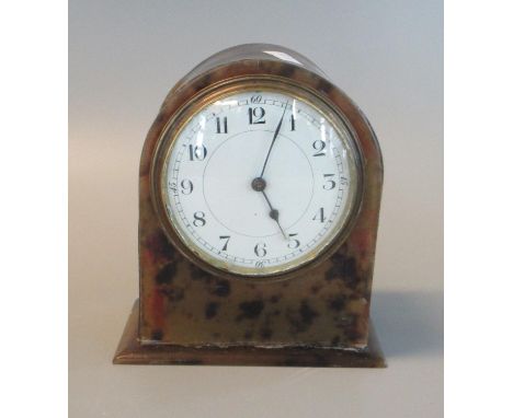 Early 20th Century French faux tortoiseshell dome topped mantel clock with white enamelled face. (B.P. 21% + VAT) 