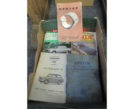 Box containing 1950's, 60's & 70,s car magazines including Dunlop, Mercedes-Benz, catalogues, handbooks, etc.(B.P. 21% + VAT)