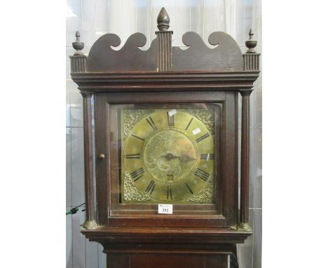 18th Century 30 hour oak longcase clock marked 'Tos (Thomas) Cooke, Aylesbury', having single finger to the 10" square brass 