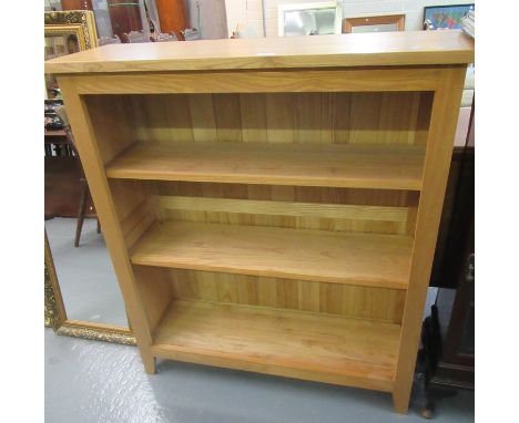 Modern natural ash three shelf open bookcase. 98cm wide approx. (B.P. 21% + VAT) Dimensions - 97 x 32 x 110xm Approx . 