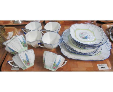 Twenty one piece Shelley fine bone china 11607 tea set decorated with a woodland scene and enamel finish. (B.P. 21% + VAT)Sug