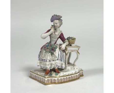 Property of the late Countess Haig: a 19th century Meissen porcelain figure, from a set of the Five Senses, emblematic of the