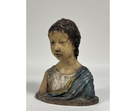 Property of the late Countess Haig: an Italian painted terracotta bust of a child, probably c. 1900, in the manner of Della R