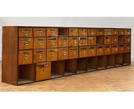 Property of the late Countess Haig: a large bank of mahogany and pine chemists' or apothecary drawers, 19th century, the draw